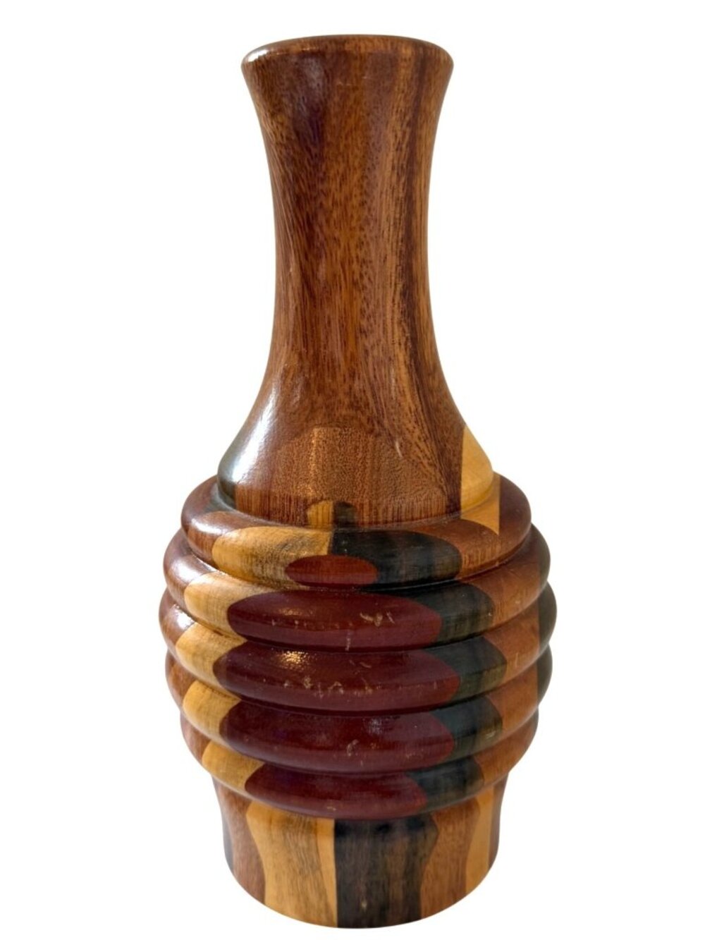 Signed A Smith Jamaica Segmented Wood Vase 2001 Turned Multi Wood Artisan
